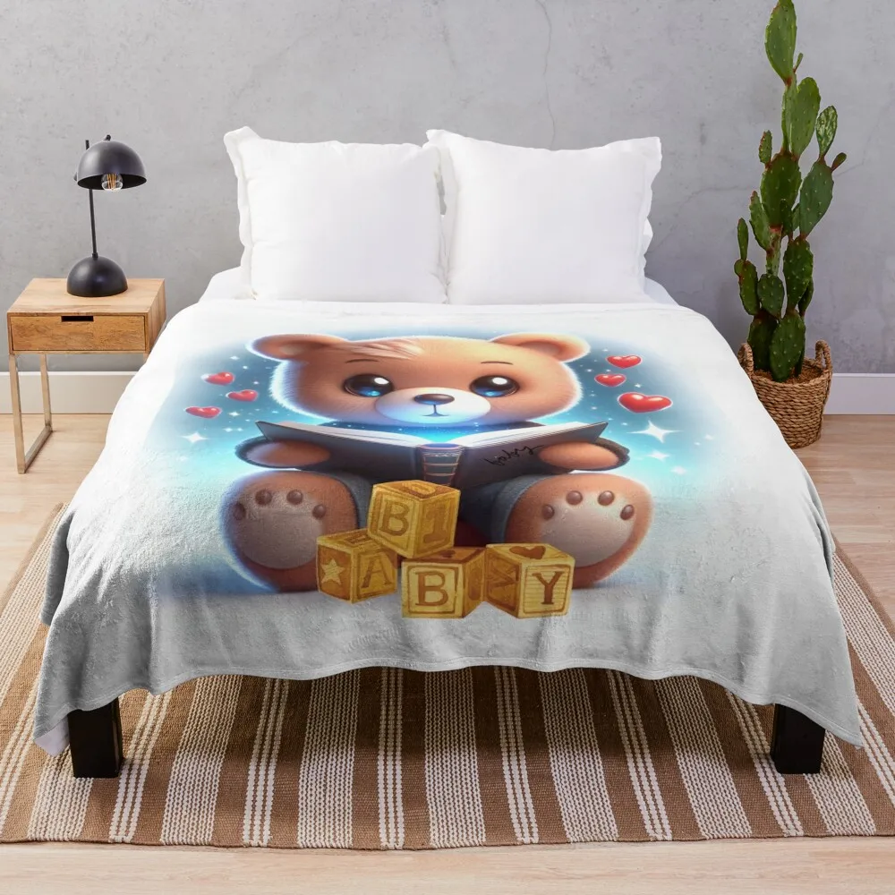 A cute little bear cub for you, my darling baby Throw Blanket for sofa bed plaid Nap Heavy Blankets