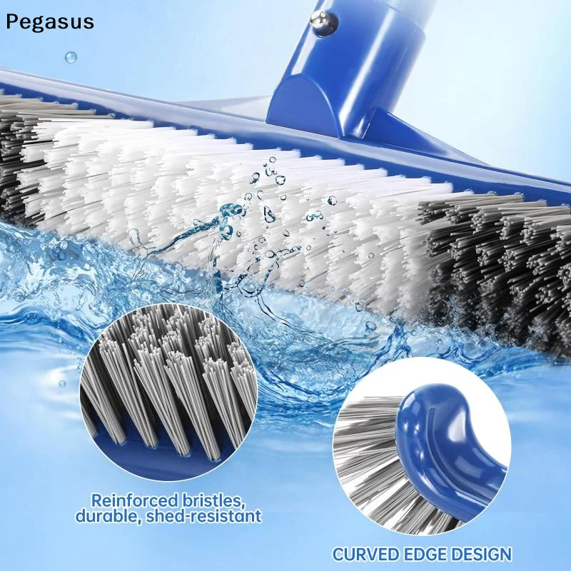 [S]Heavy Duty Swimming Pool Brush Head With Stiff Durable Bristles Curved Design For Cleaning Pool Walls Floors Tiles Steps