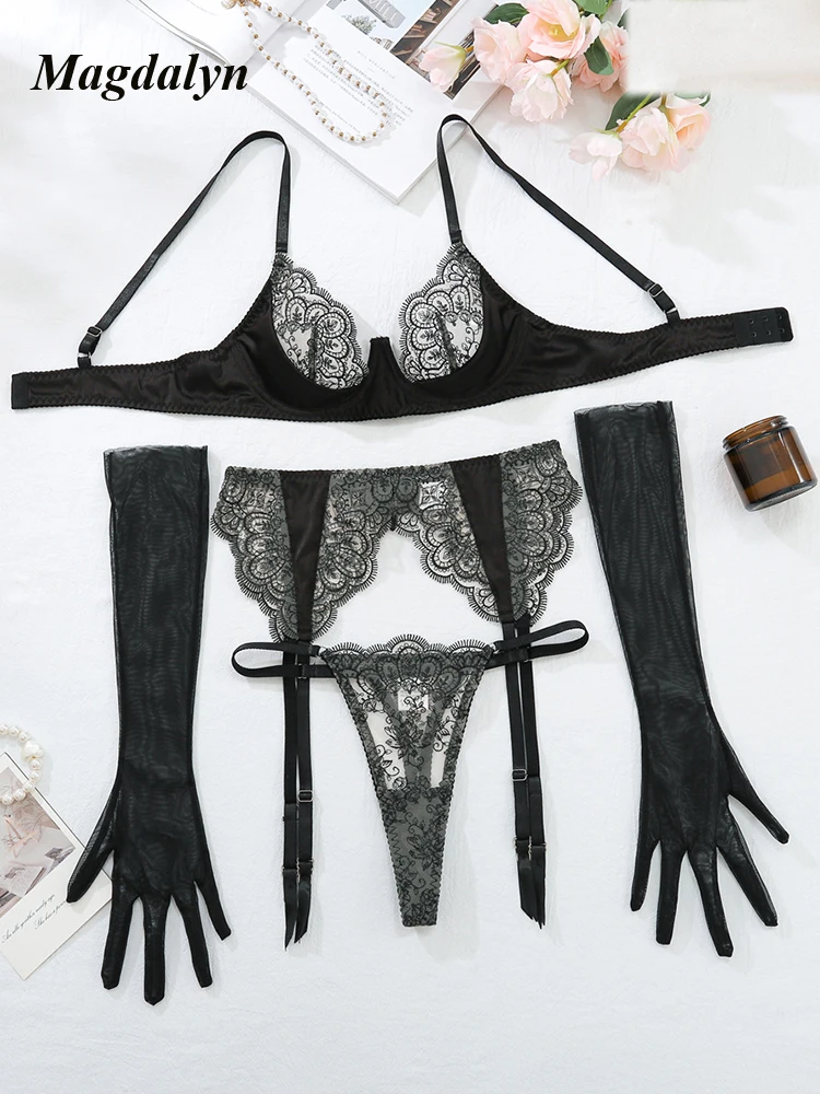 

Magdalyn Women Lace Embroidery Lingerie Set Fancy Luxury Backless Underwear Fasion Sexy Girl Set Push Up Lingerie Bra Brief Suit