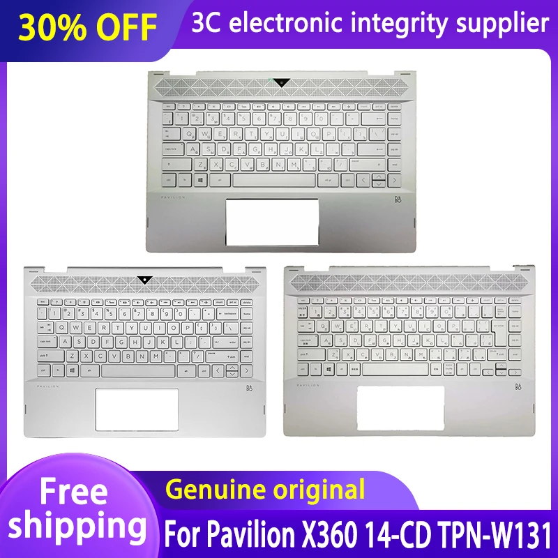 

Original NEW For HP Pavilion 14 X360 14-CD TPN-W131 Series Laptop Palmrest Upper Case With Keyboard US KR JP Silver