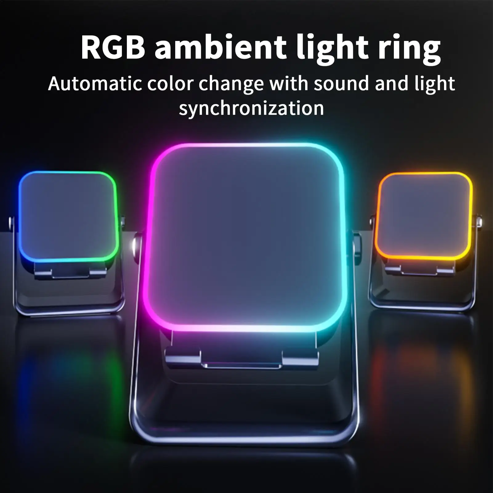 Desktop Phone Speaker Stand, Folding Audio Bracket with Ambient Light, 10W Multifunctional Station for Office Home Travel