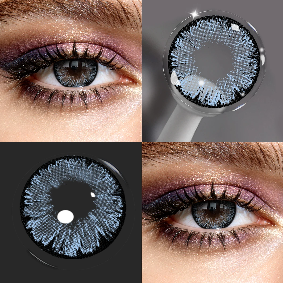VISUASHOW natürliche schwarze farbige Kontaktlinsen 1 Paar 14,2 mm halbjährig weich für tägliches Augen Make-up – Detail 9