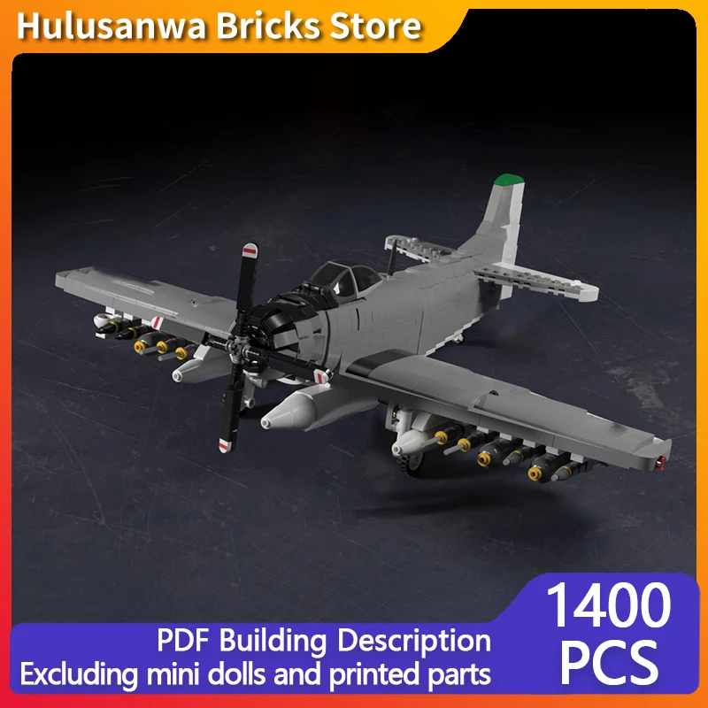

A-1H Ground Attack Aircraft Model MOC Building Bricks War Equipment Modular Technology Gifts Holiday Assemble Children Toys Suit