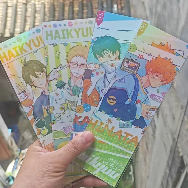 4 Pçs/set Anime marcador a laser Cartões de Plástico para Presente e coleção