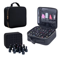 UOZL 42 Bottle Nail Polish Organizer, PU Leather Handheld Nail Polish Storage Bag, Suitable for Nail Art Lovers and Manicurists