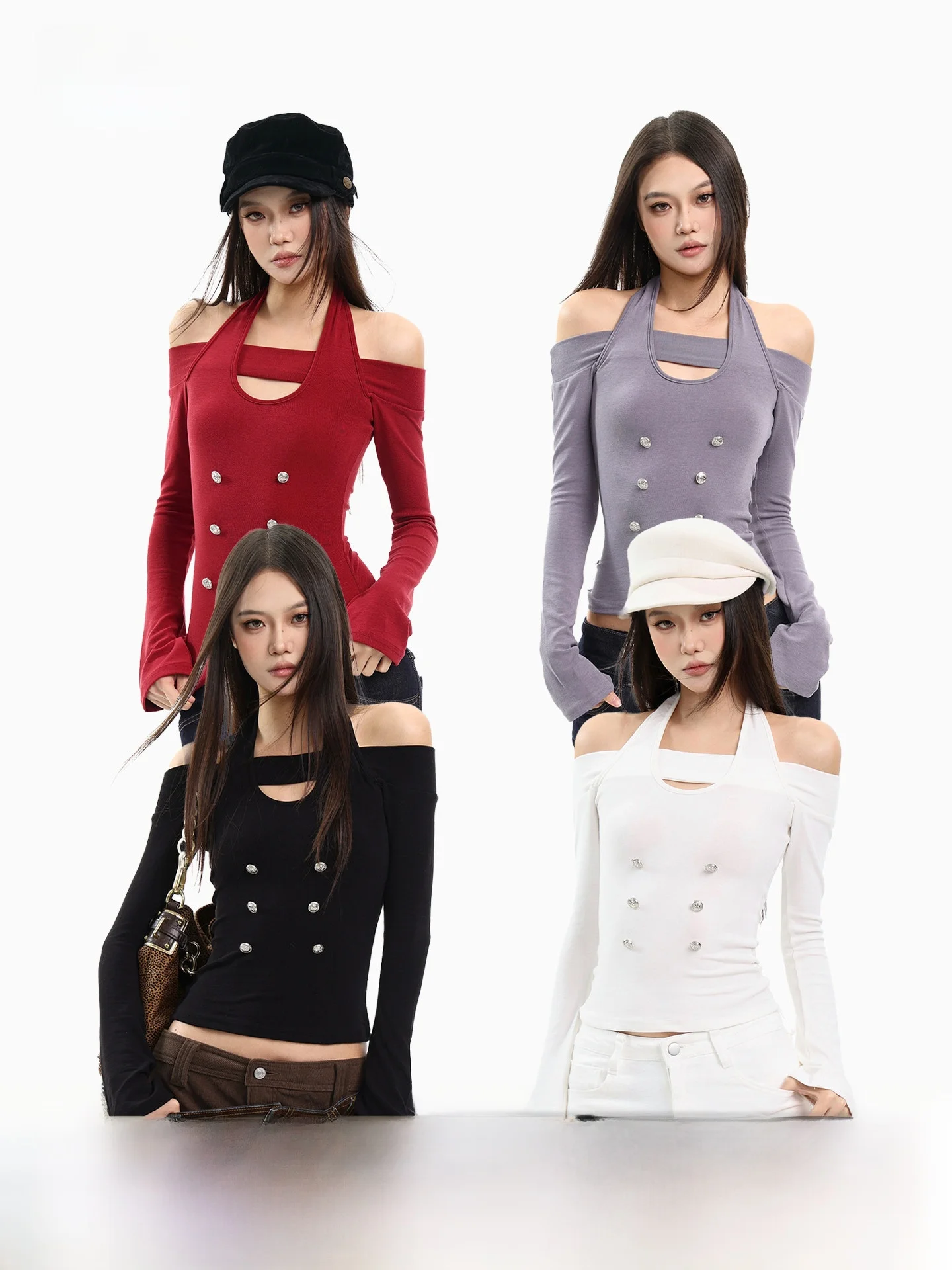 

Pure Desire Sexy Long Sve oulder Baring T-irt Women Slimming Inner Wear Top Casual Daily Sle Comfortable Breathable