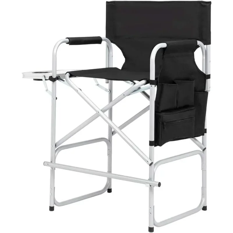 

Authenticity guarantee.Directors Chair Height Seat Folding with Side Table Storage Bag, Support for 300Lbs Portable Makeup Artis