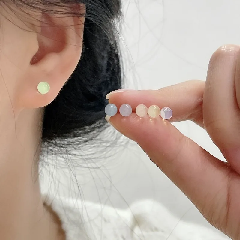 Stud Earrings Resin Candy Color Sweet Cute Minimalist Lightweight Comfortable Versatile Daily Office Party Gift for Women