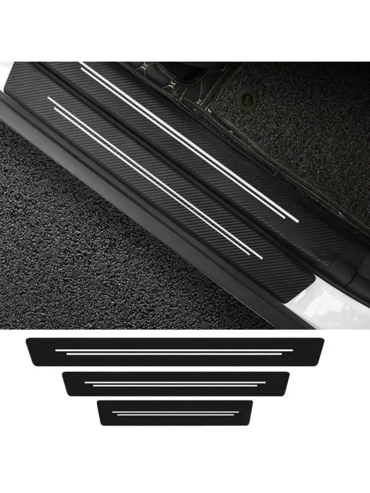 

4 шт. протекторы порога автомобиля, износостойкие противоскользящие наклейки из углеродного волокна, кожи, подходят