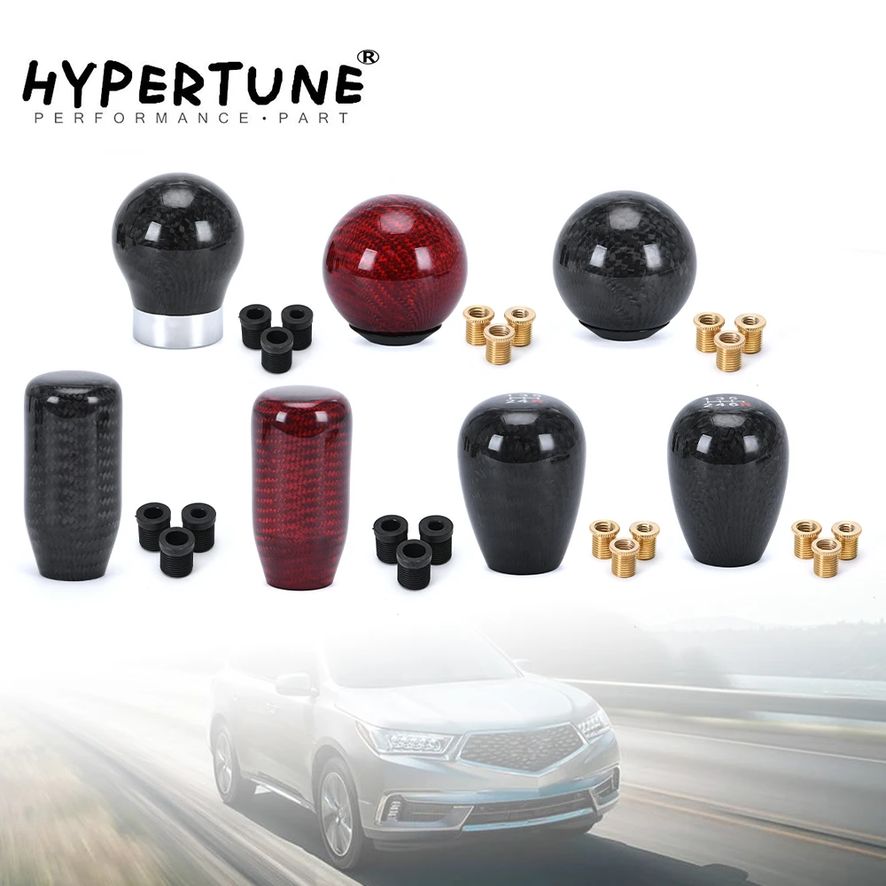 Racing Real Carbon Fiber Gear Shift knob Manual Transmission Shifter Lever Knob Round Ball Shape Handle Knob with Adaptors