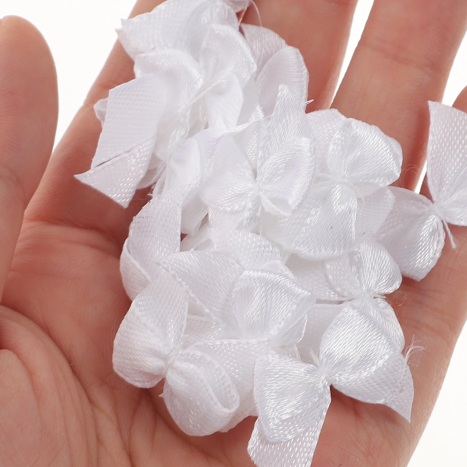 

60Pcs Bowknot Flower Handmade Hair Bows Premium Material Durable Long Lasting Use for Girls White Special Occasions