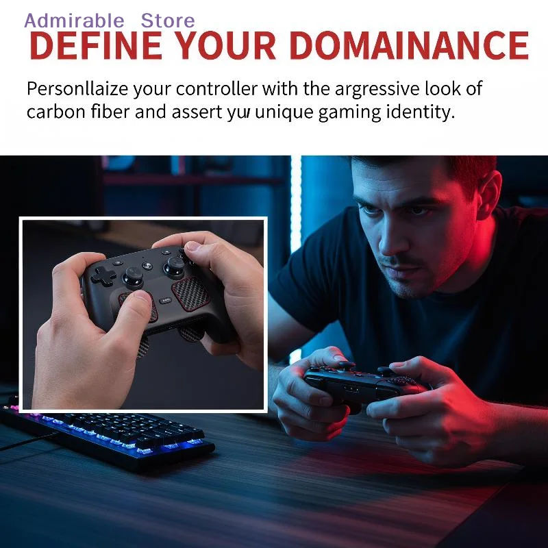 [W]10/14Pcs For Controller 2 Carbon Fiber Textured Joystick Cap Button Sticker