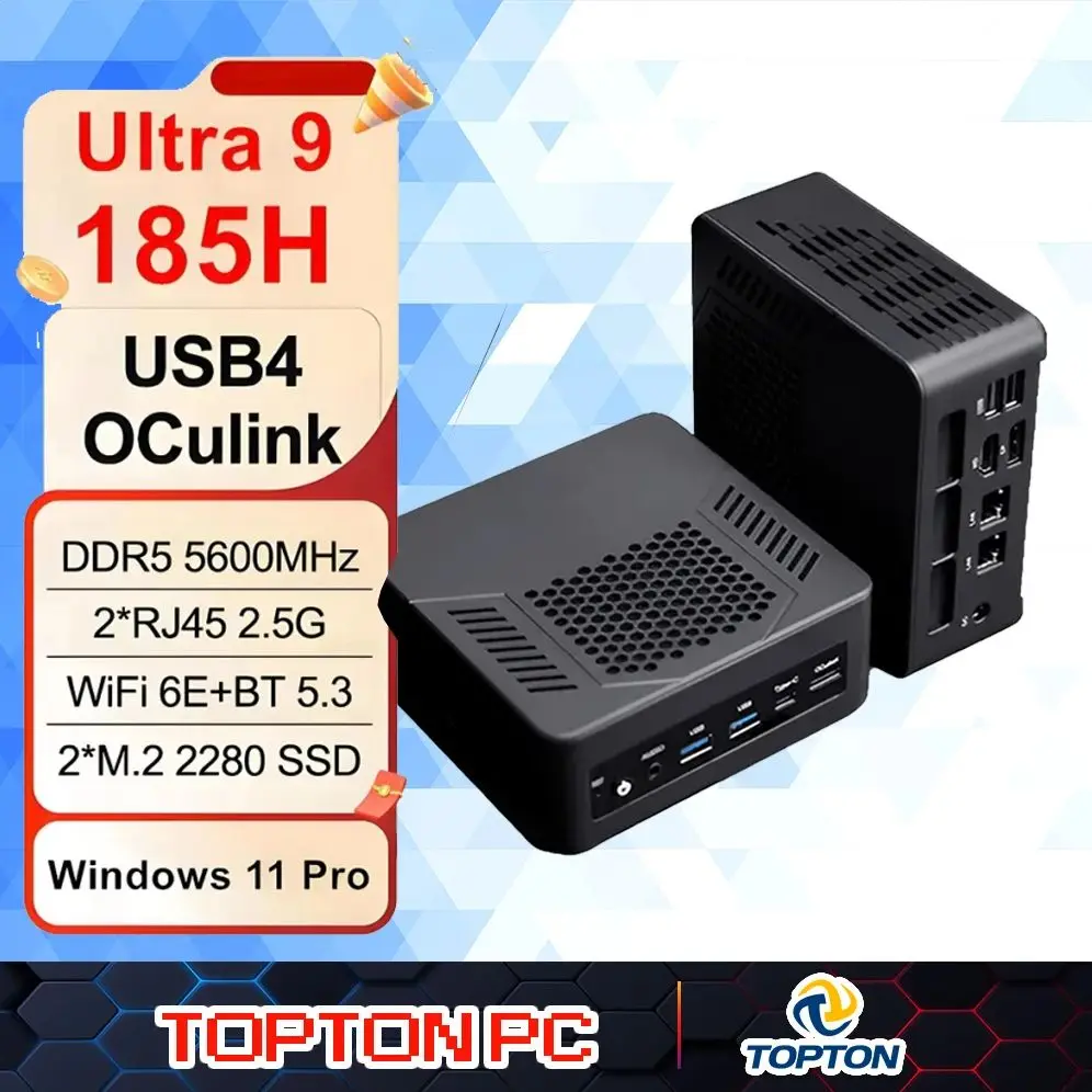 ミニゲーミングPC Intel Core Ultra 9 185H/7 165H/5 125Hプロセッサ搭載 OCulink HDMI/DP/TYPE-C 8K 60Hz対応 マルチメディア向けデスクトップパソコン