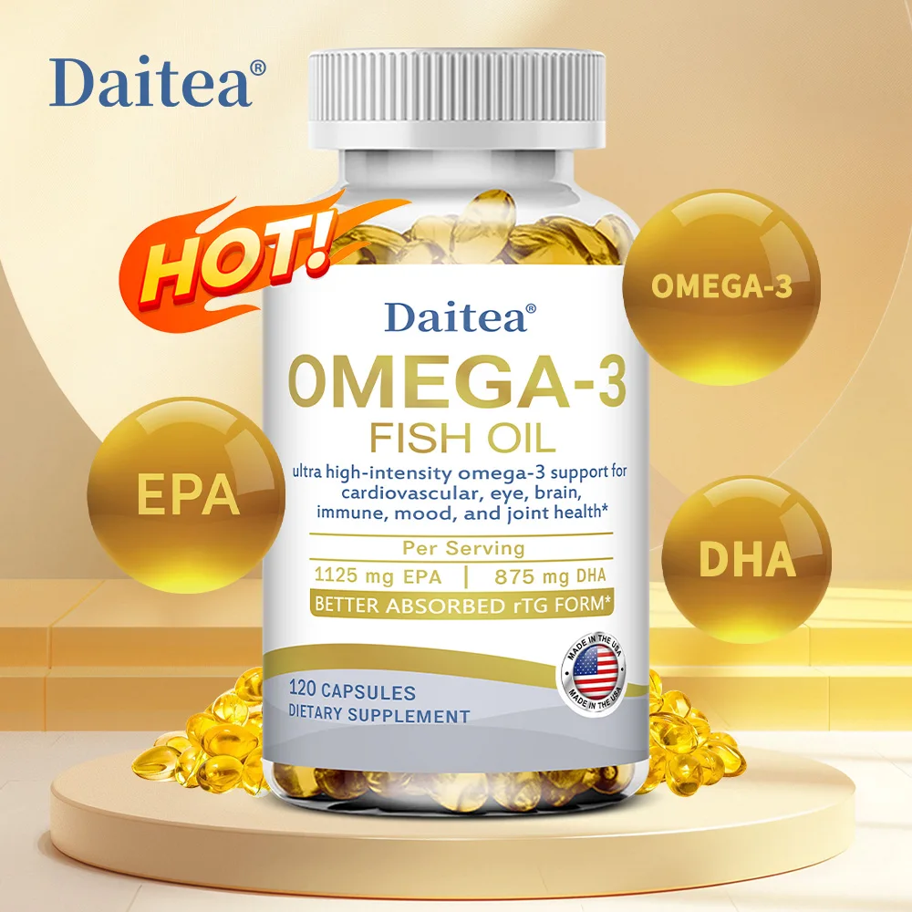 زيت السمك أوميغا 3 مع EPA DHA - يدعم الدماغ والكبد والقلب والمفاصل والمناعة وتحسين النوم والمزاج، 120 كبسولة #1