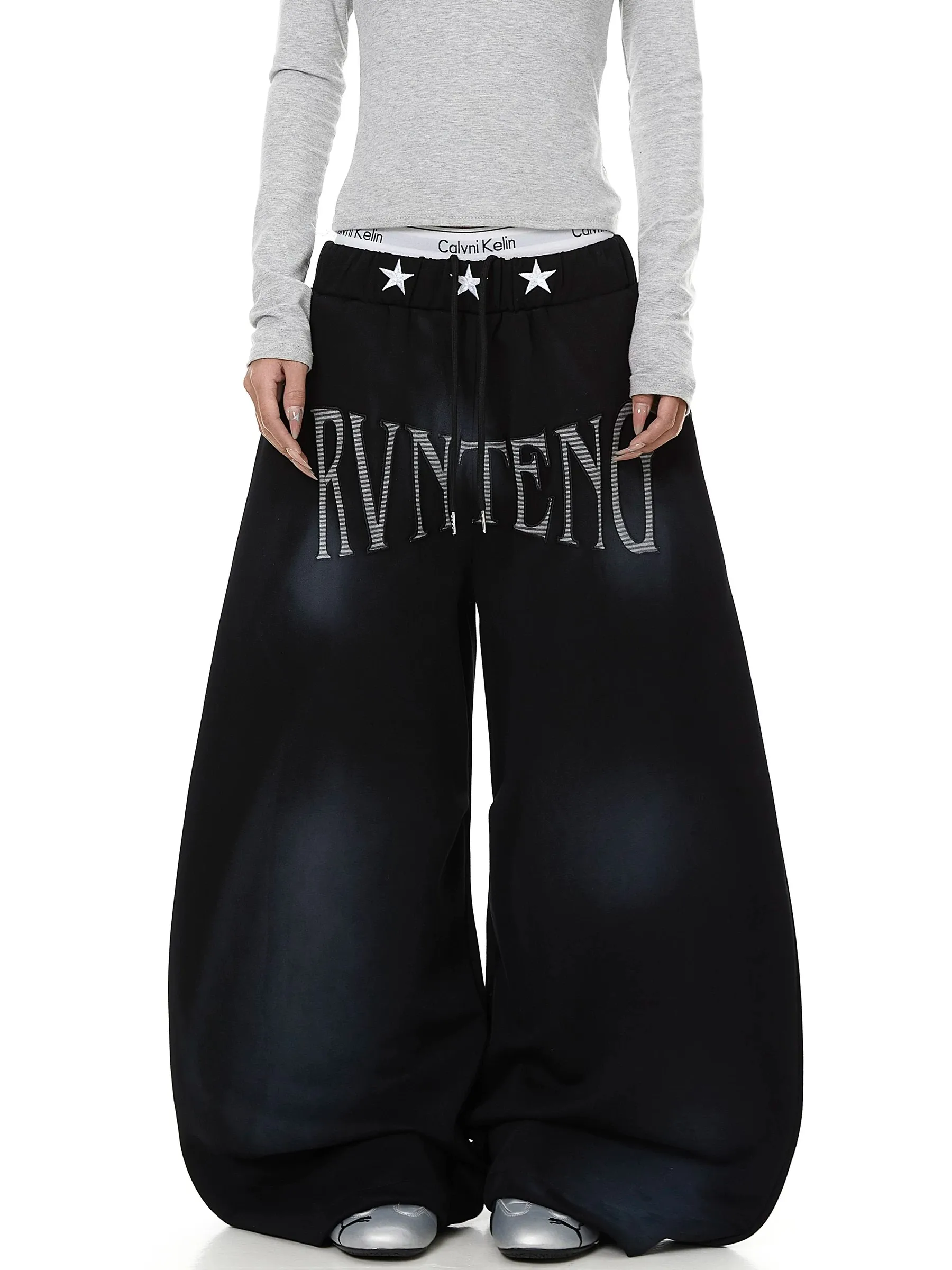 American Style Casual Pants Men Women Loose Drop Waist Embroidered Vintage Sport Sweatpants Harajuku Wide Leg Pants