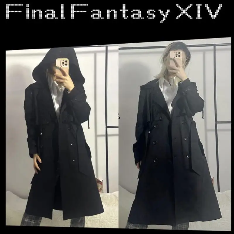 Final Fantasy FF14 Sophist's Robe Hades Thancred Cosplay Black Windbreaker Trench Coat Outdoor Cosplay Xmas Gifts