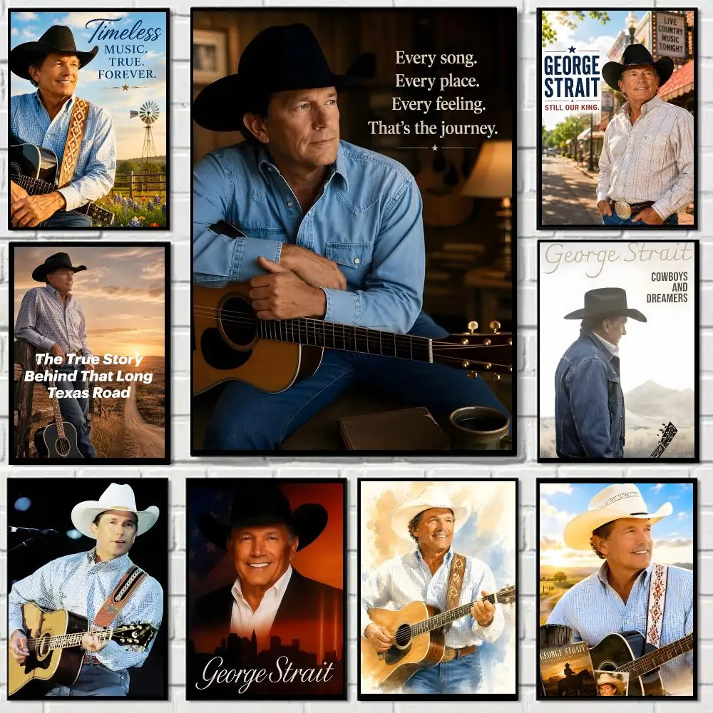 George Strait Singer Poster Self-adhesive Decal Living Room Bedroom Party Bar Decor Moisture-proof Fade-resistant