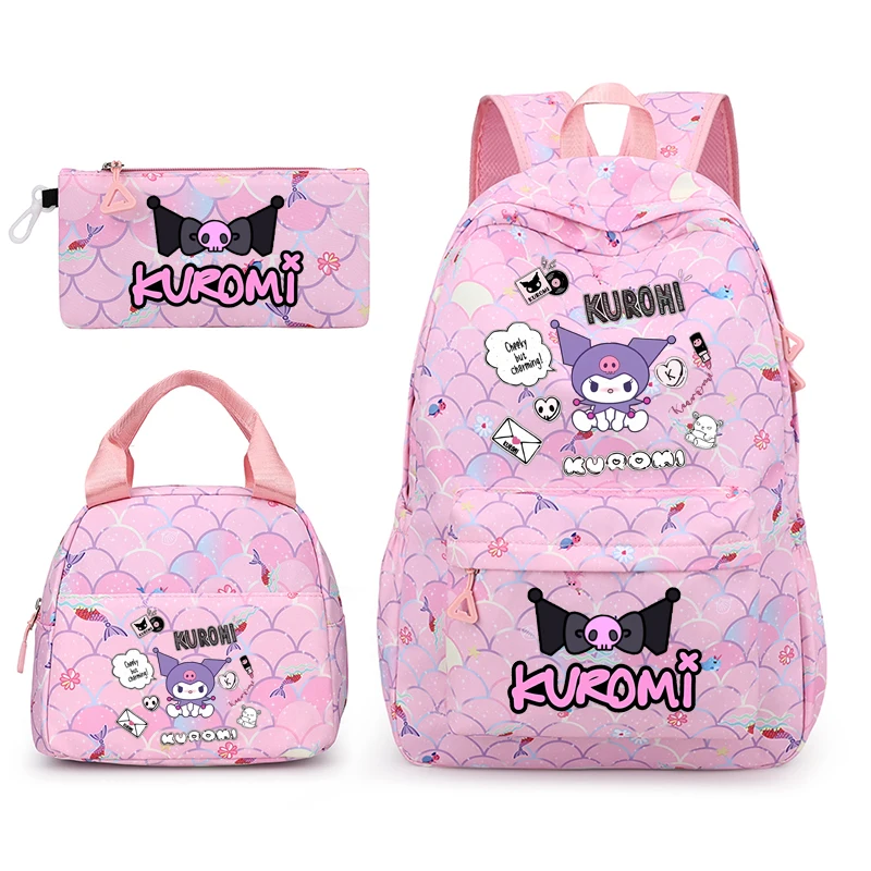 حقيبة ظهر كورومي كاواي مكونة من 3 قطع منحدر متدرج مطبوع جميل للنساء والفتيات حقائب مدرسية خفيفة الوزن للسفر كاجوال Mochilas #3