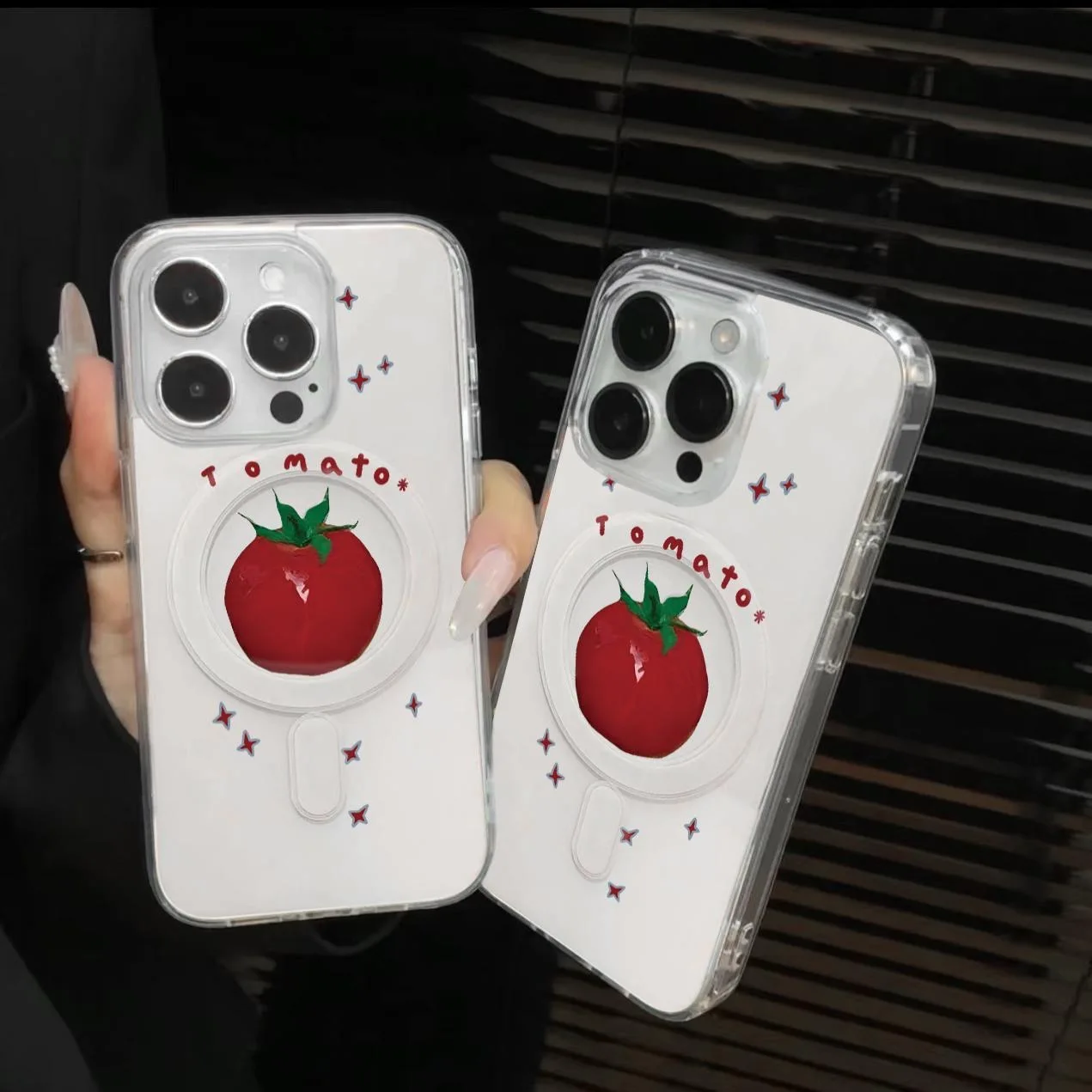 SEIRASSIM cute tomato magnetic phone case for iphone 16 pro max 15 plus 14 13 11 12 camera protective cover for iphone xr xs x