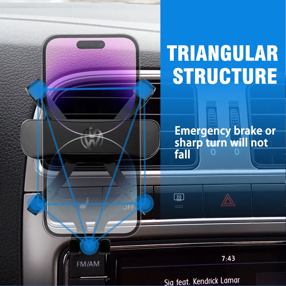 Black Phone Holder Universal Phone Holder Mobile Shockproof Bracket For Volkswagen VW Golf 4 6 7 GTI Tiguan Passat B5 B6 Caddy