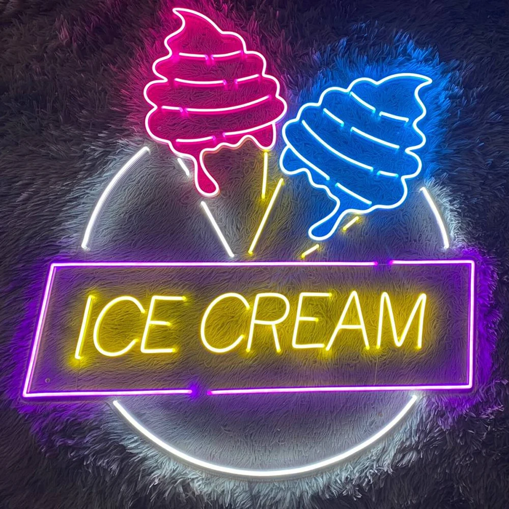 Ice Cream Neon Sign Ice Cream Shop Led Sign Dessert Shop Restaurant Coffee Bar Wall Decor Neon Light Entrance Way Decoration