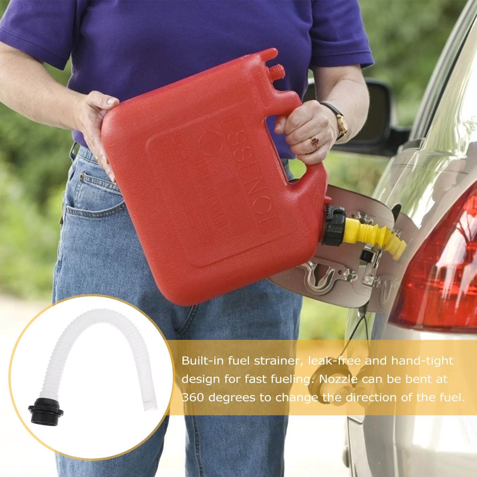 Flexible Fuel Can Spout Leak Free Plastic Nozzle Bendable 360 Degree Rotatable Long Pouring Spout with Sealing Ring