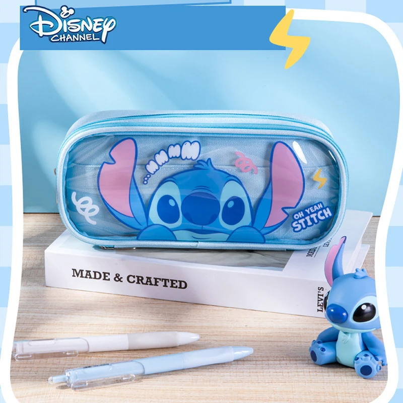 

Cartoon Pencil Case Disney Stitch Pencil Case Large Capacity Double-layer Transparent Pencil Case Student Stationery Box