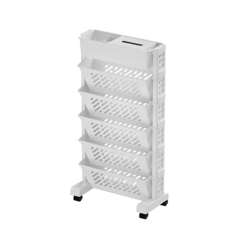Floor Mounted Movable Bookshelf with Wheels Classroom Desk Storage Rack Study Large Capacity Multi-layer Book Storage Rack