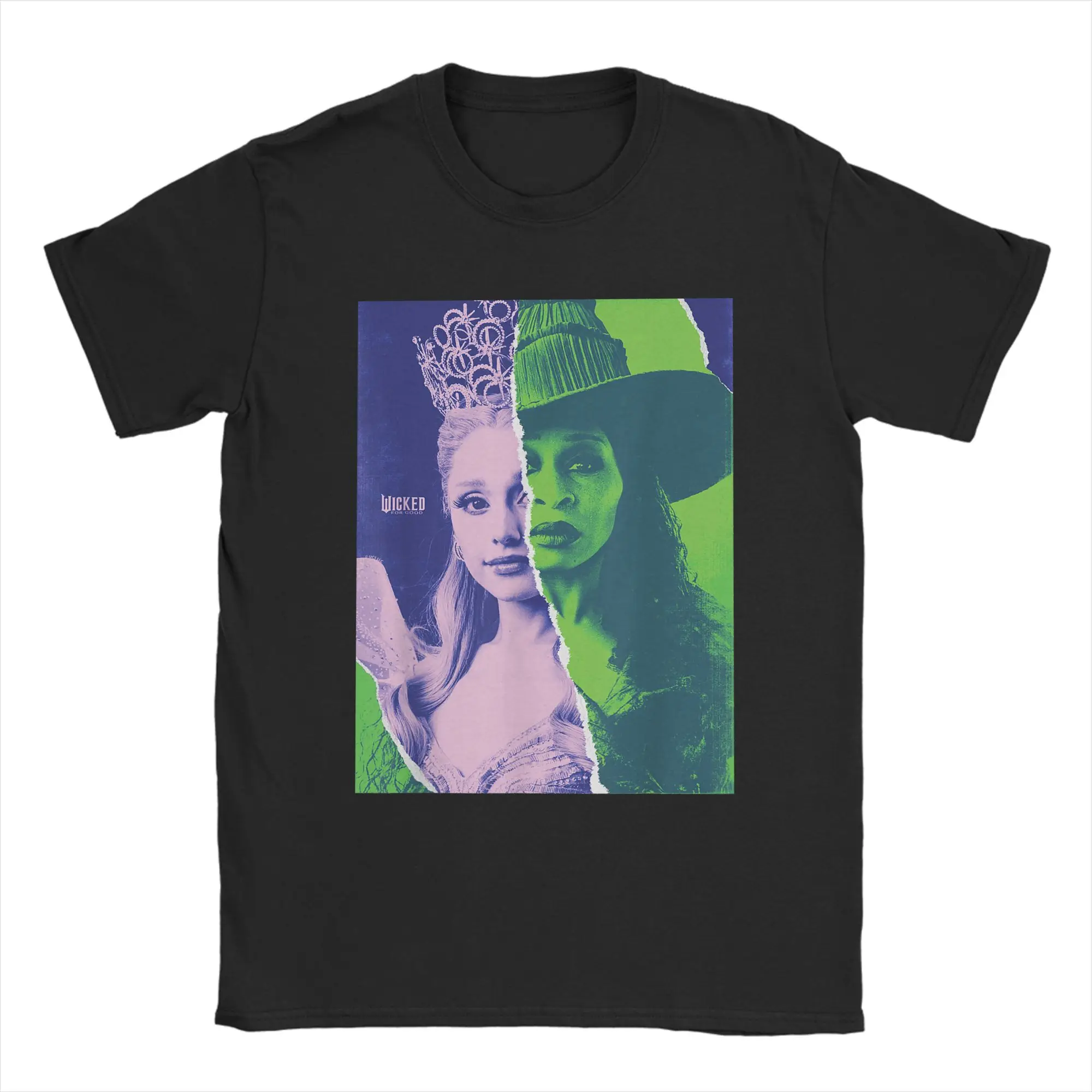 

Good Glinda and Elphaba Split Portrait Men T Shirt Fun Tee Shirt Short Sleeve Round Neck T-Shirts Cotton New Arrival Clothes