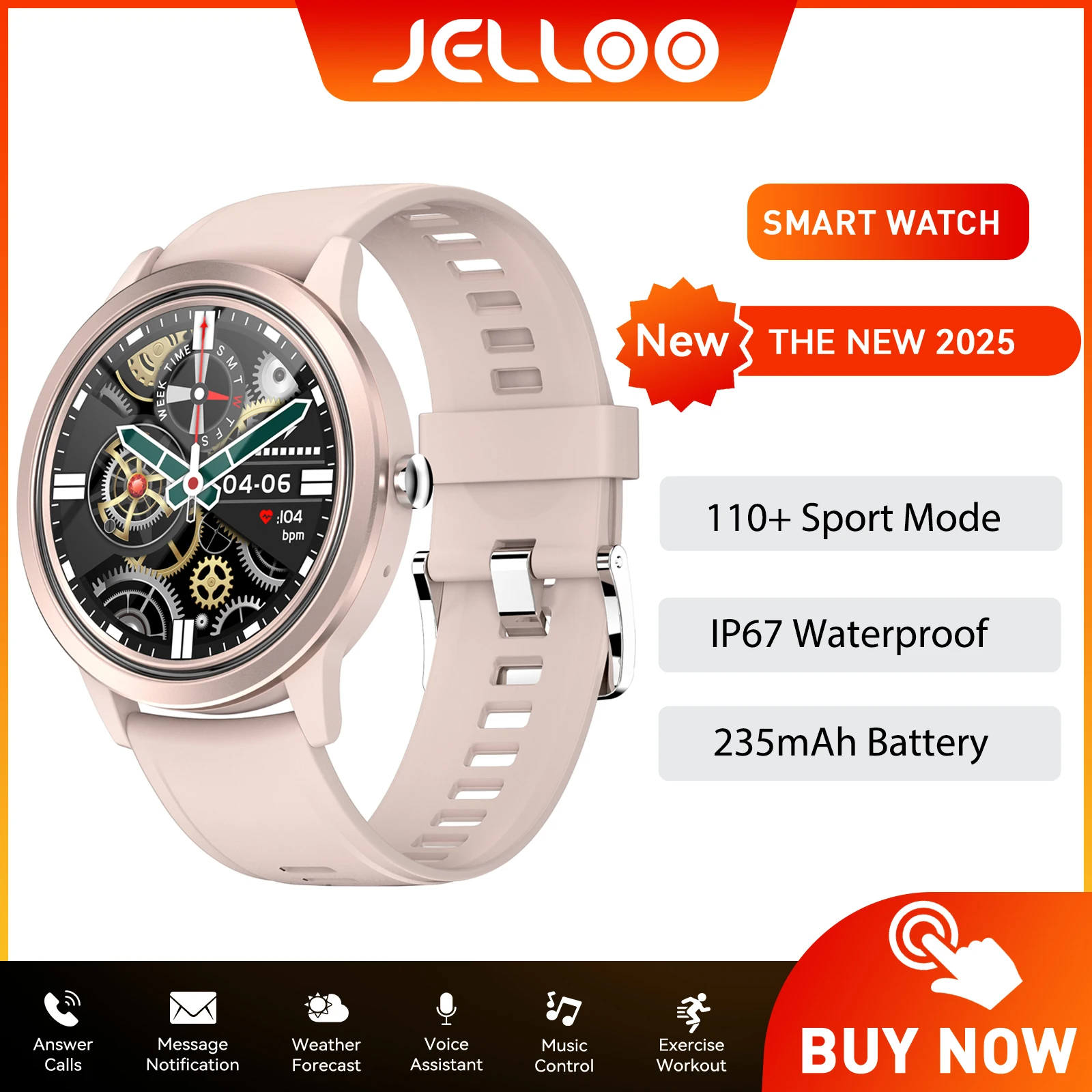 

JELLOO New Smart Watch 1.32" Sports for Men Women Fitness Tracker with Heart Rate/Sleep Monitor/Pedometer Waterproof Smart Watch