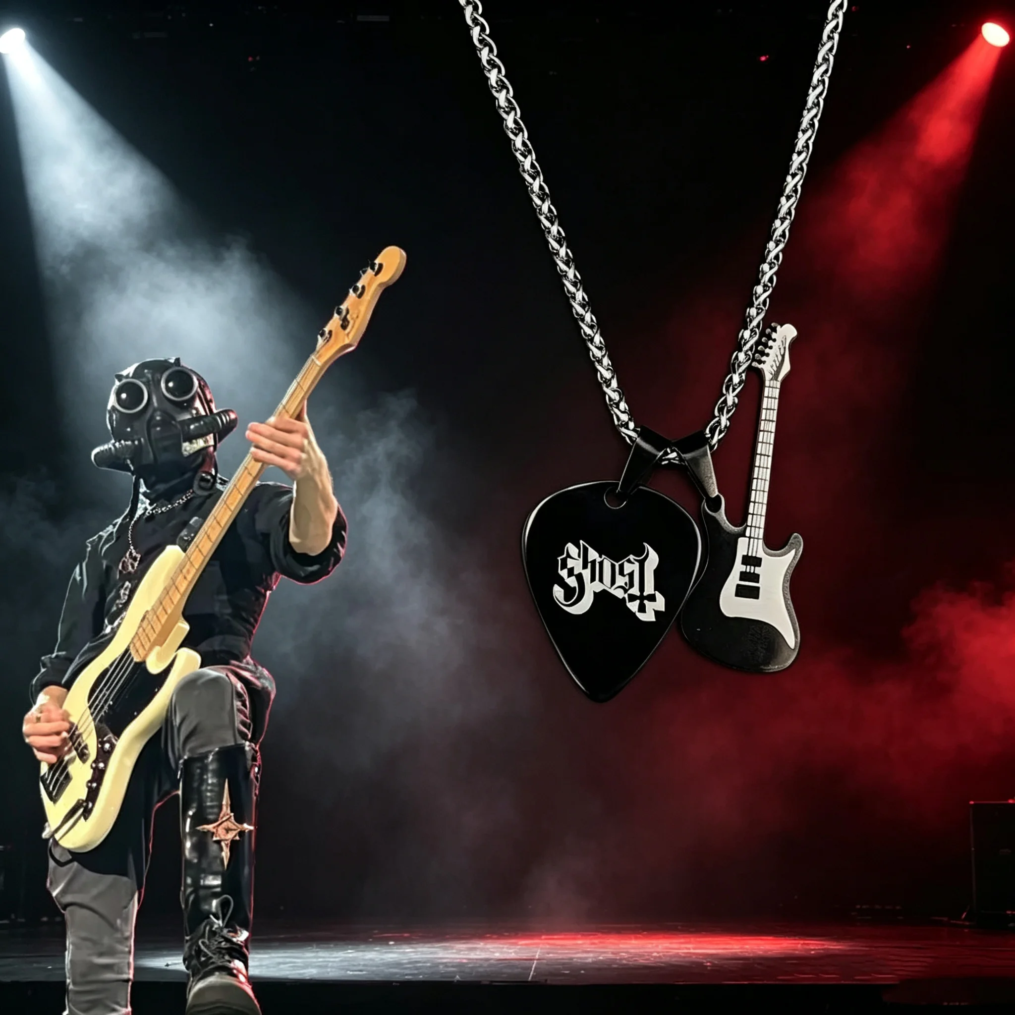 Hip-hop Guitar Pick Necklace Trendy Guitar Pendant Chain Punk Vintage Electric Guitar Necklace Couple Xmas Gifts