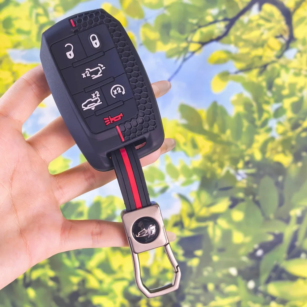 For Dodge Ram 1500 Limited LongHorn Key Holder Silicone For Dodge Ram 1500 Smart Key Car Cover Case Keychain Case Protection