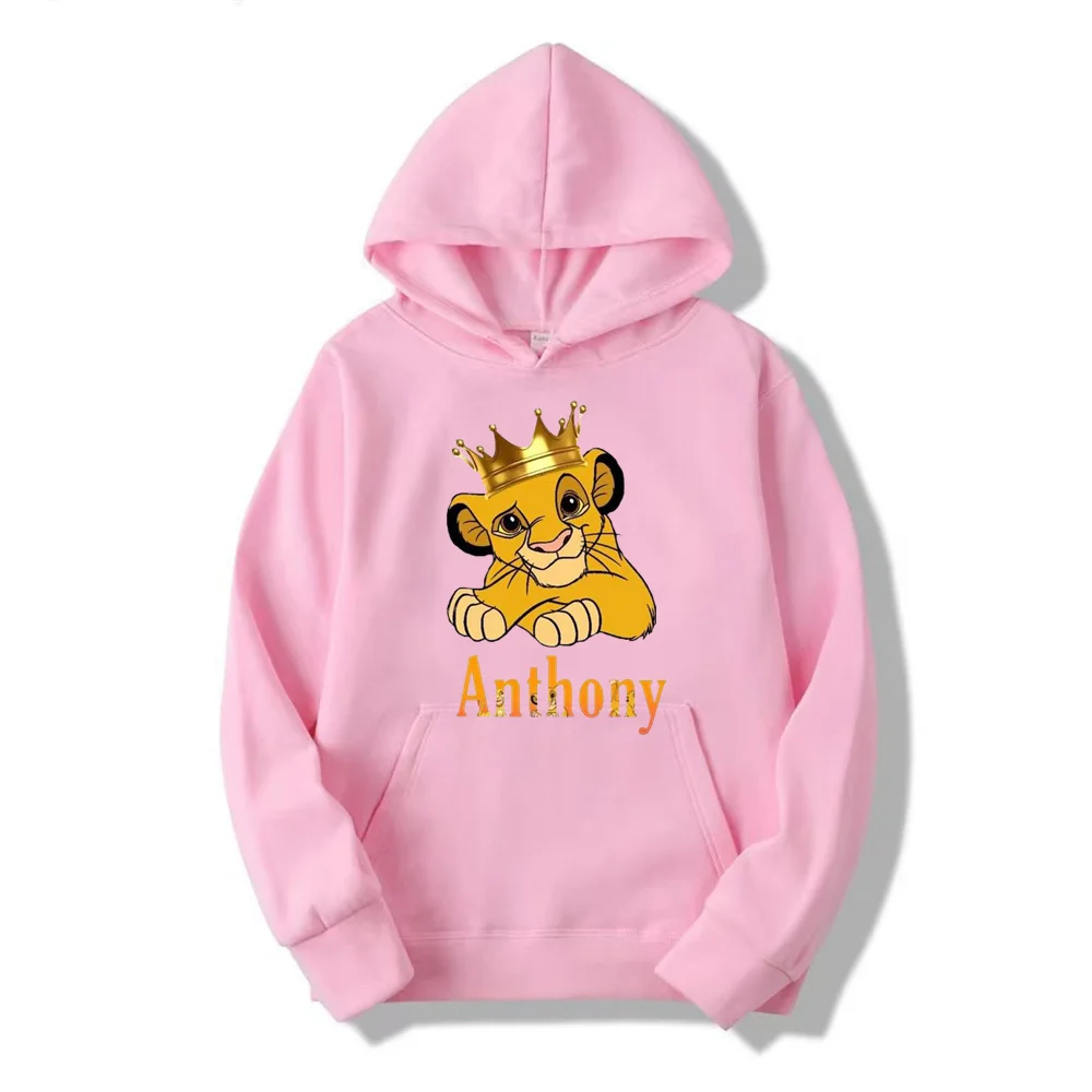 Hoodie Disney The Lion King, pakaian kasual musim semi dan musim gugur, Hoodie bertudung untuk pasangan pria dan wanita, lingkaran Anime kartun