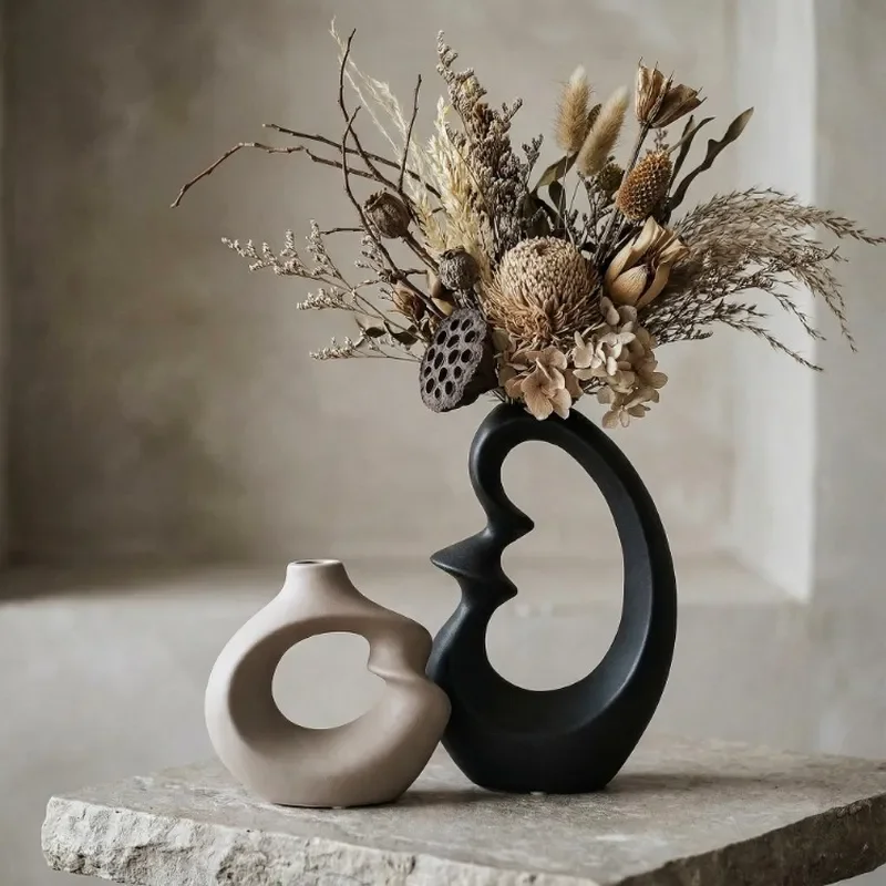 Nordic Creative Ceramic Vase Ornament Home Decoration Dried Flower Arrangement Simple Modern Style