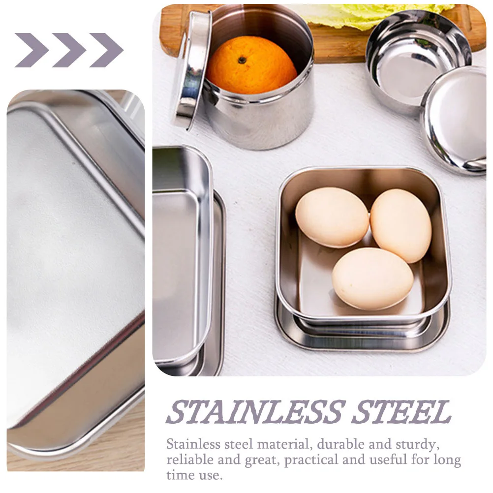 

4 Pcs Sample Box Food Containers with Lid Stainless Steel Canister Metal Storage Boxes Lids Meal Prep