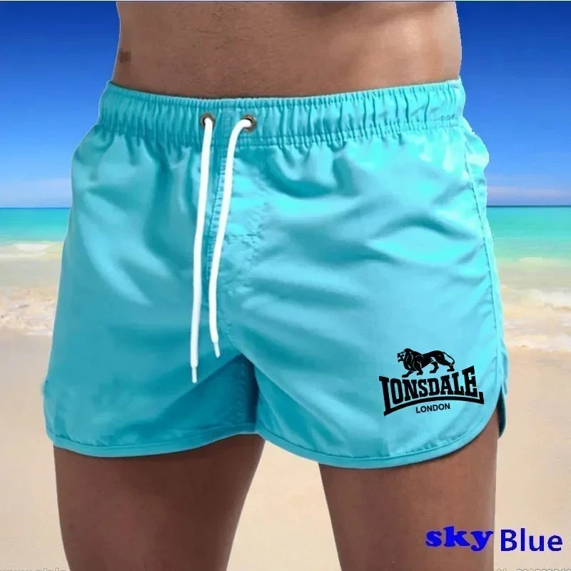 Lonsdale men\'s printed beach shorts, sports pants, running shorts, swimsuit, sports, quick drying, surfing shorts, swimsuit