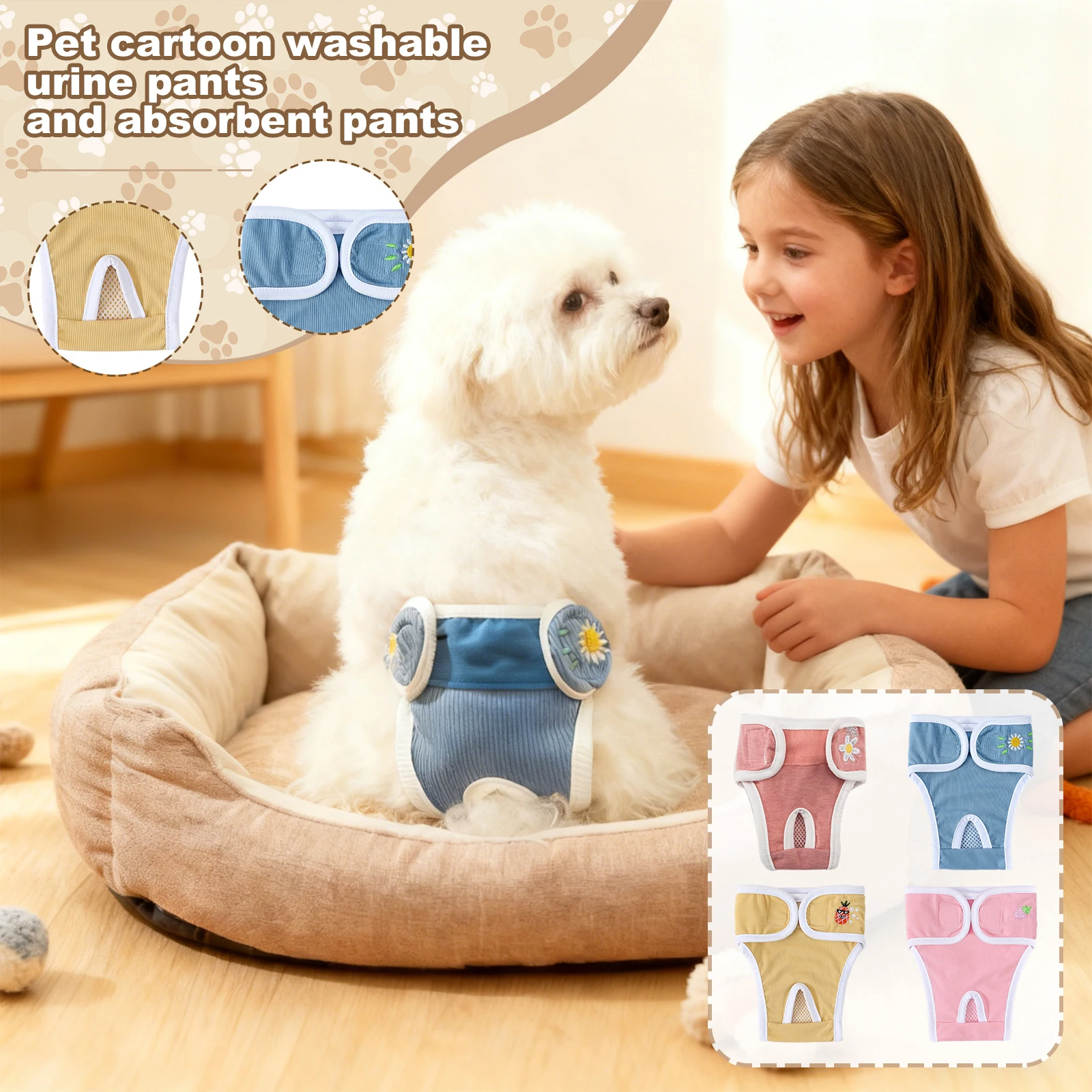 Reusable Female Dogs Diaper Pants Sanitary Female Dog Pants Diapers For Dogs Menstruation Pet Cat Physiological Safety Pants