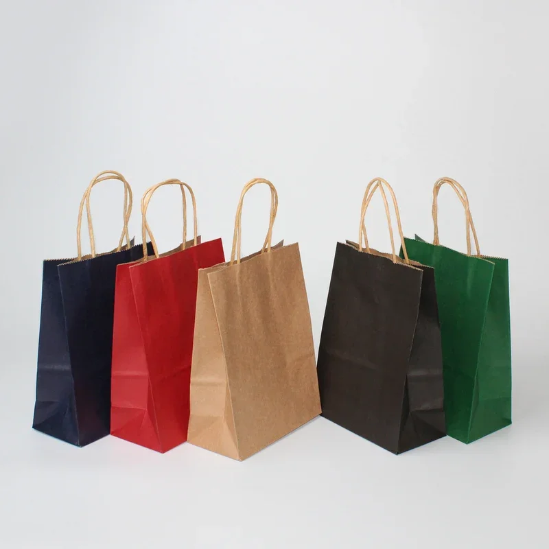 10/30/50pcs DIY Multifunction soft color paper bag with handles Festival gift bag shopping bags kraft paper packing bag