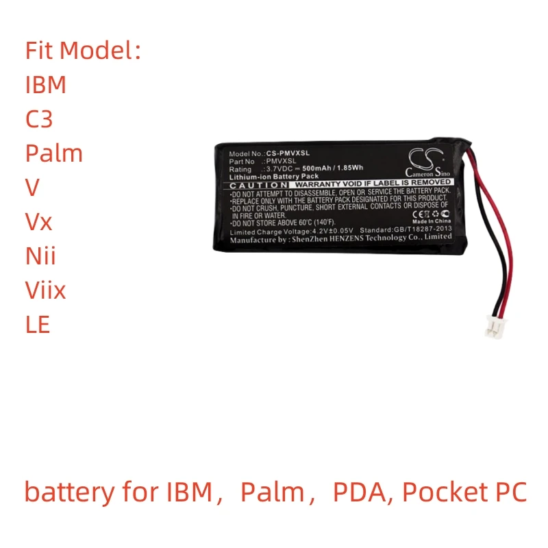 

CS Li-Polymer battery for IBM,Palm,PDA, Pocket PC,3.7V,500mAh,c3,Vx,Nii,Viix,LE