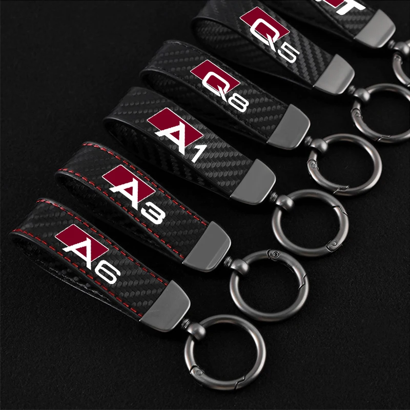 

Car Keychain keyring Horseshoe Buckle jewelryfor audi A3 A4 A5 A6 A7 A8 Q3 Q5 Q7 Q8carbon fiber Leather Keychain CarAccessories