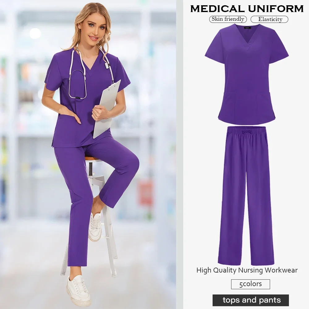 Uniforme de enfermera para mujer, ropa de trabajo médica, transpirable, Simple, a la moda, para veterinario, tienda de mascotas, farmacia, cuidado de la salud, Spa