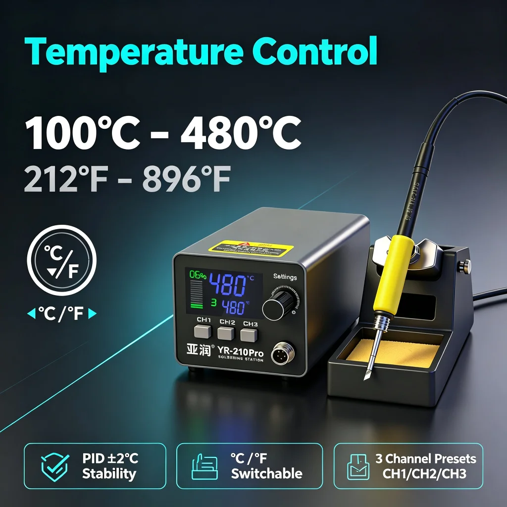 YARUN YR‑210Pro Portable Digital Soldering Iron Type‑C PD 65W Adjustable Temp OLED Auto Sleep For Electronics Repair DIY Tool