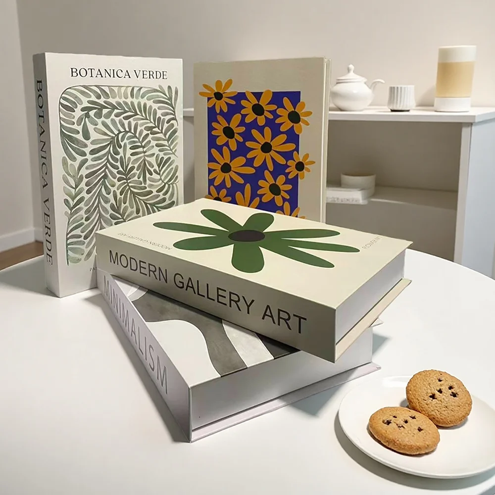 

Modern Art Flowers Decoration Storage Box Fake Books for Living Room Decorative Hotel Coffee Table Bedroom Aesthetic Home Decor