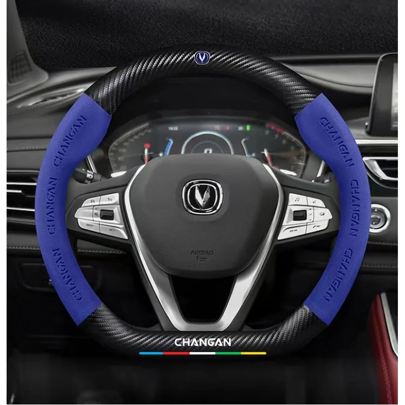 Funda de volante de gamuza para Changan CS95 CS15 CS85 CS35 CS75 CS55 CX70 UNI-V UNI-T UNI-K Raeton Dado Alsvin Hunter XT 3