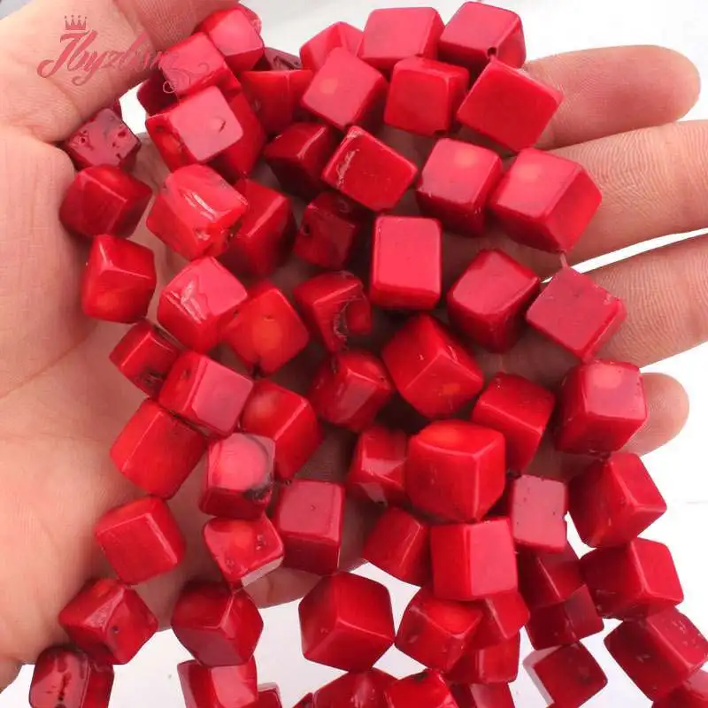 8-9 ,9-10mm Square Cube Red Coral Beads Natural Stone Beads For DIY Accessories Necklace Bracelet Earring Jewelry Making 15\