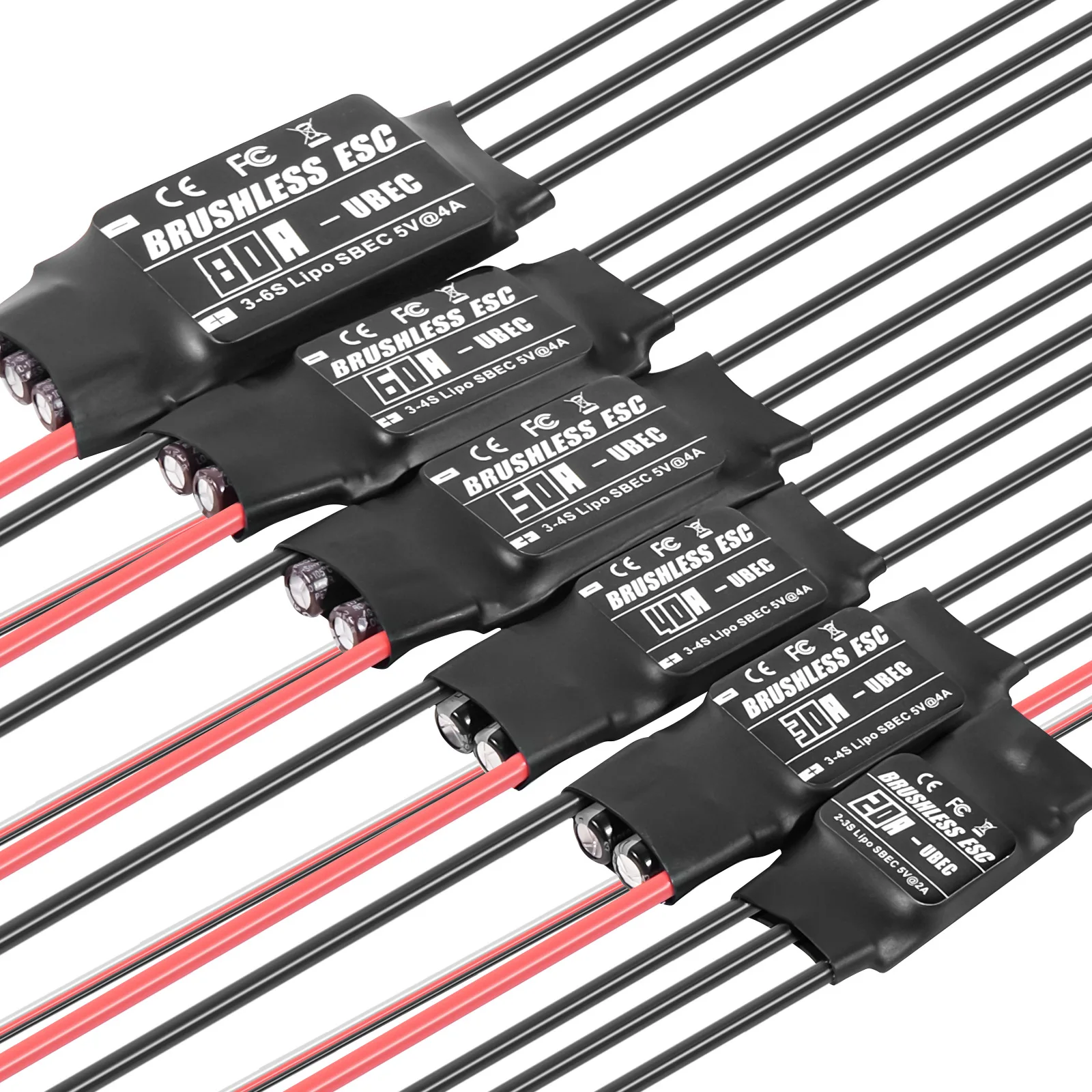

2Pcs BRUSHLESS ESC brushless ESC 20A 30A 40A 50A 60A 80A vehicle and ship ESC