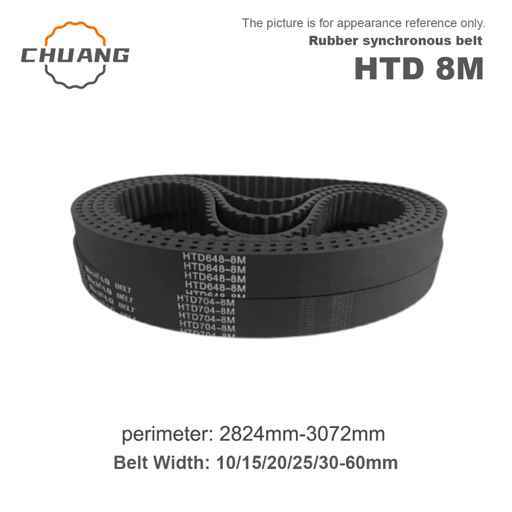 

HTD 8M Timing Belt Length 2824mm-3072mm HTD8M Belt Width 10/15/20/25/30~60mm 8M Closed Loop Belt HTD8M Rubber Belt