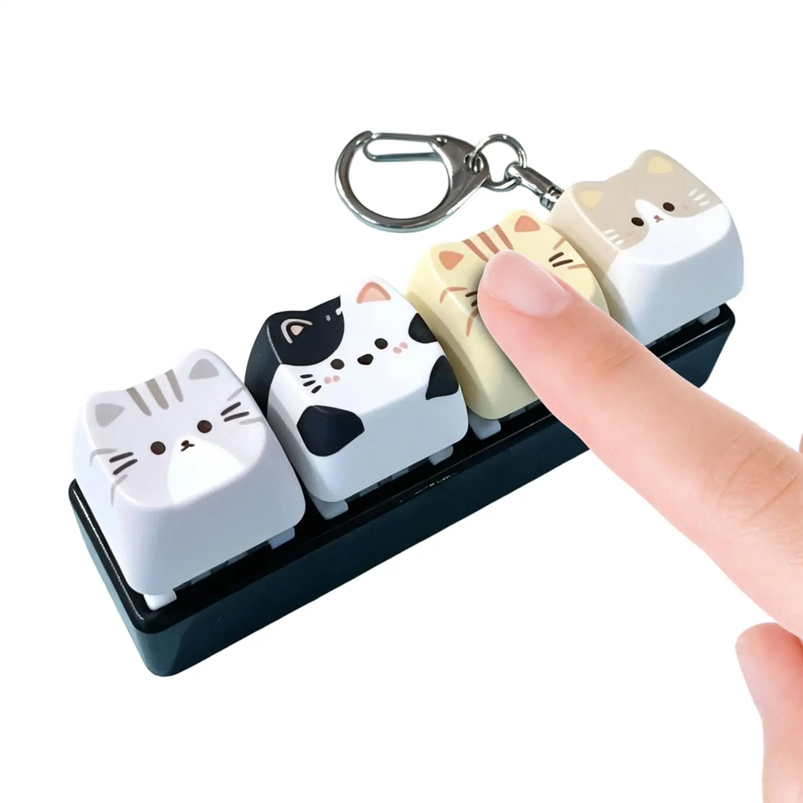 Keyboard Fidget Funny Cat Relief 4-Button Portable Keychain Adult Keyboard Clicker Stress Toys For Men Women Boys Girls Kids