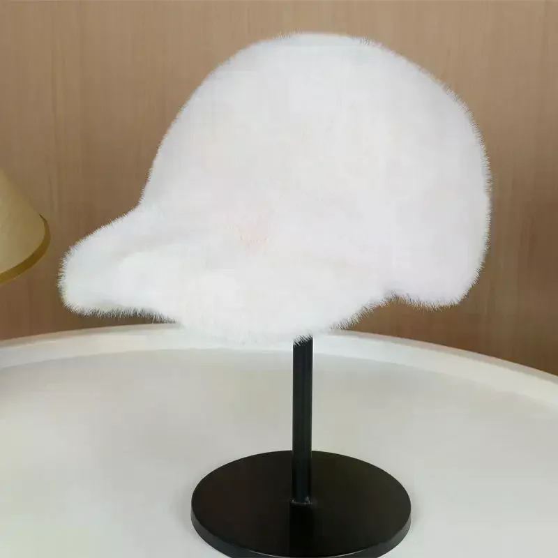Solid Color Fluffy Faux Fur Baseball Hat Outdoor For Women's Luxury Thick Thickened Cap Men Winter Warm Snapback Hats