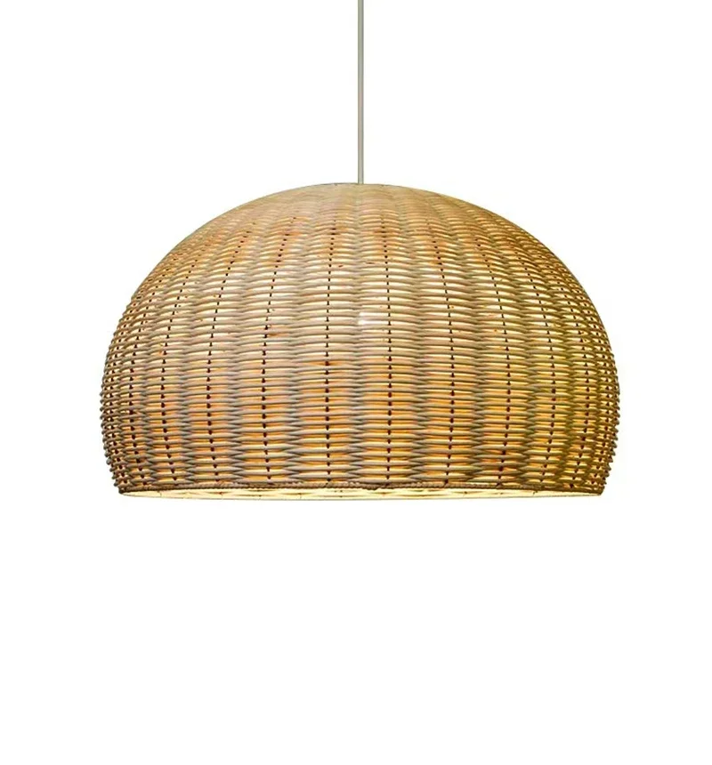 

Japanese Bamboo and Rattan Chandelier New Chinese Style Simple Handmade LED Kitchen Living Room Bedroom Pendant Light Home Decor